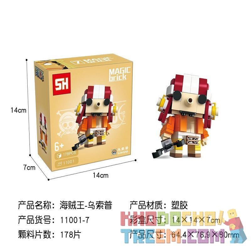 HSANHE 11001-7 non  CẬU BÉ ĐẦU VUÔNG USOPP bộ đồ chơi xếp lắp ráp ghép mô hình One Piece ONE PIECE USOPP Đảo Hải Tặc 178 khối