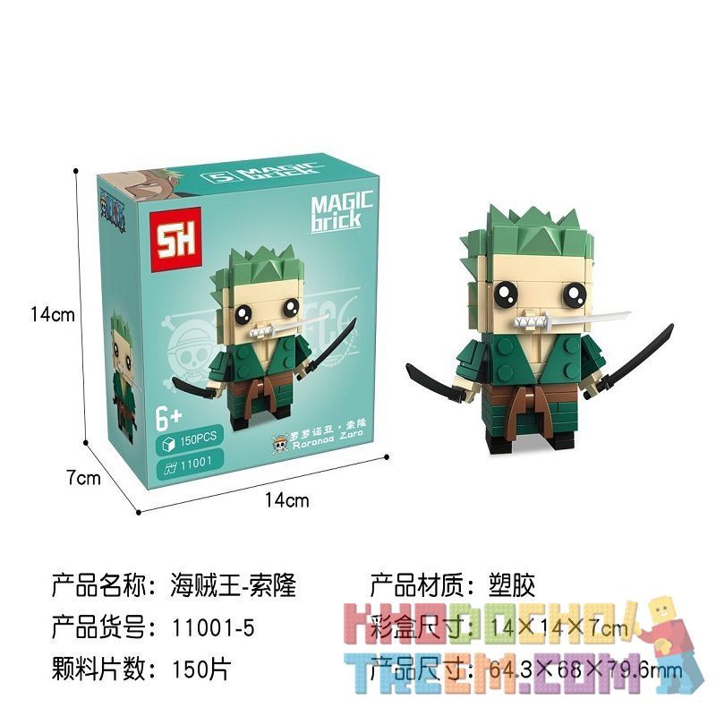 HSANHE 11001-5 non  CẬU BÉ ĐẦU VUÔNG RORONOA ZORO bộ đồ chơi xếp lắp ráp ghép mô hình One Piece ONE PIECE RORONOA ZORO Đảo Hải Tặc 150 khối