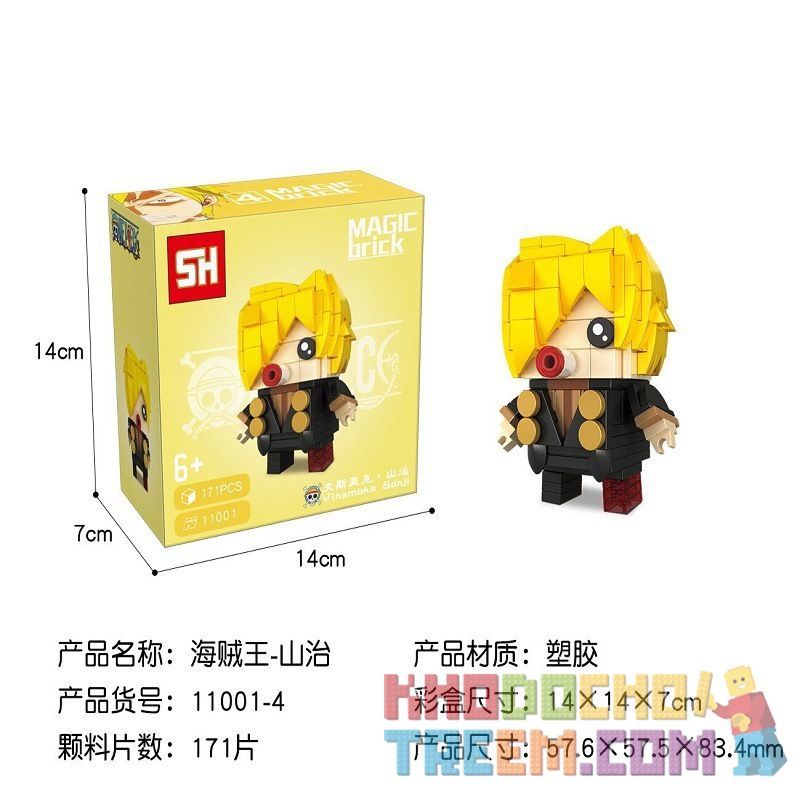 HSANHE 11001-4 non  CẬU BÉ ĐẦU VUÔNG WINSMERK. SANJI bộ đồ chơi xếp lắp ráp ghép mô hình One Piece ONE PIECE SANJI Đảo Hải Tặc 171 khối