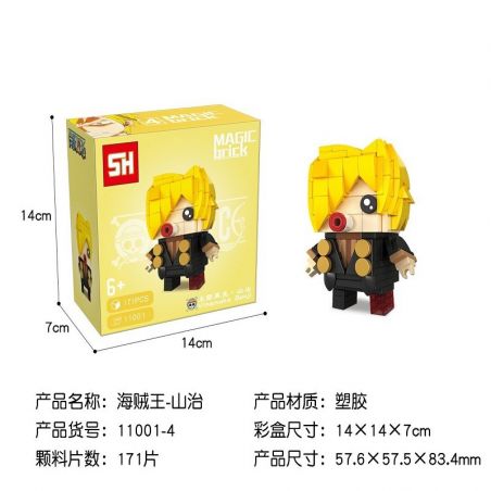 HSANHE 11001-4 non  CẬU BÉ ĐẦU VUÔNG WINSMERK. SANJI bộ đồ chơi xếp lắp ráp ghép mô hình One Piece ONE PIECE SANJI Đảo Hải Tặc 171 khối