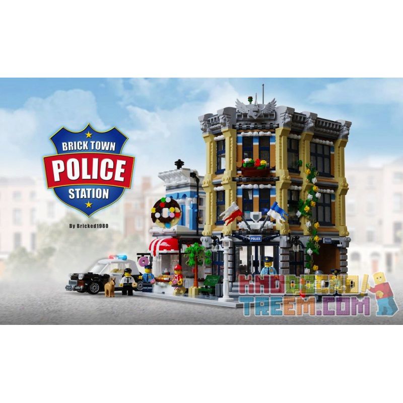 JIESTAR 89134 URGE 10199 non  ĐỒN CẢNH SÁT bộ đồ chơi xếp lắp ráp ghép mô hình Modular Buildings BRICK TOWN POLICE STATION Mô Hình Nhà Cửa 2967 khối