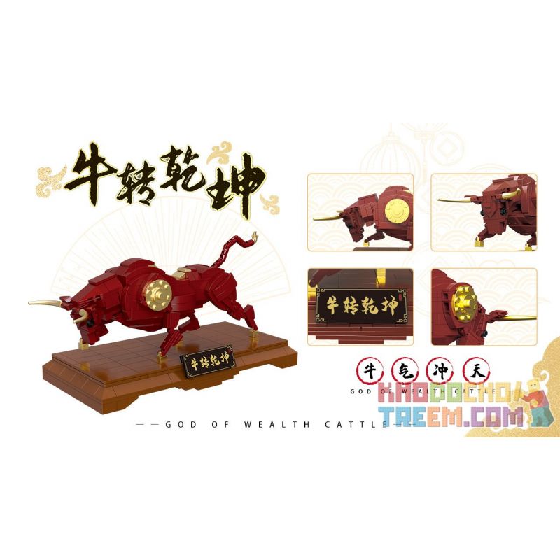 XINGBAO XB-18007 18007 XB18007 non  NIU XOAY CHUYỂN THẾ GIỚI bộ đồ chơi xếp lắp ráp ghép mô hình Seasonal GOD OF WEALTH CATTLE Mùa Lễ Hội 474 khối