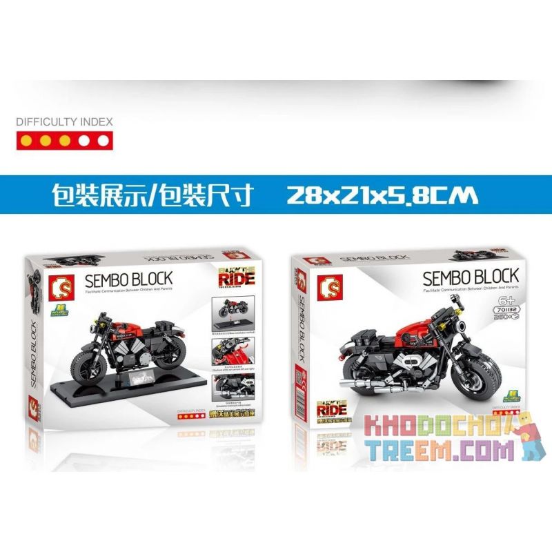 SEMBO 701132 non  HARLEY ĐƯỜNG. bộ đồ chơi xếp lắp ráp ghép mô hình Motorcycle Motorbike HARLEY-DAVIDSON ROADSTER Xe Hai Bánh 260 khối