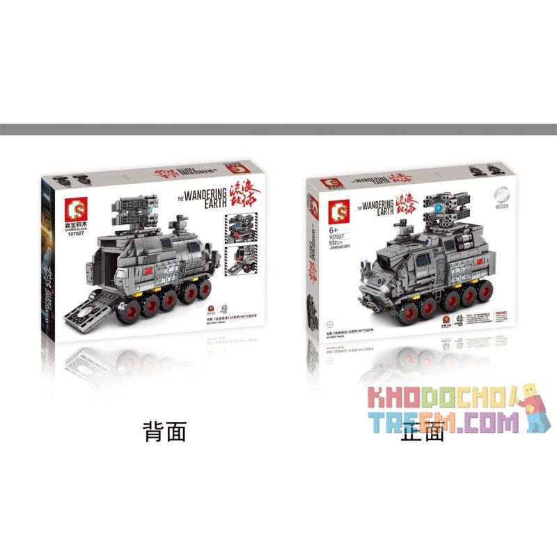 SEMBO 107027 non  TÀU SÂN BAY NHÂN SỰ SÊ-RI ES-CN171 bộ đồ chơi xếp lắp ráp ghép mô hình The Wandering Earth MILITARY TRUCK Lưu Lạc Địa Cầu 532 khối