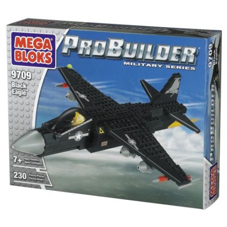 MEGA BLOKS 9709-2 non  MÁY BAY CHIẾN ĐẤU DIỀU HÂU ĐEN bộ đồ chơi xếp lắp ráp ghép mô hình Military Army BLACK EAGLE Quân Sự Bộ Đội 230 khối