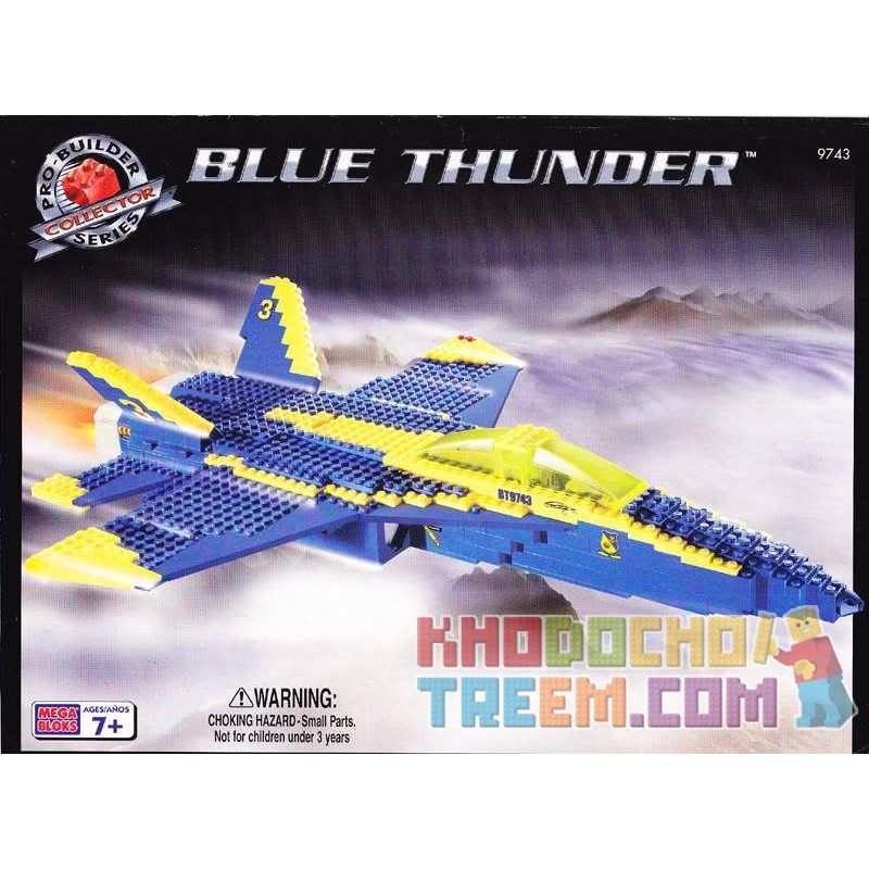 MEGA BLOKS 9743 non  CHIẾN BINH TIA CHỚP XANH bộ đồ chơi xếp lắp ráp ghép mô hình Military Army BLUE THUNDER Quân Sự Bộ Đội 690 khối