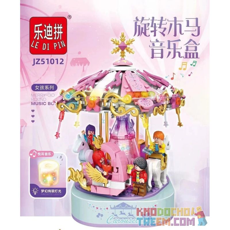LE DI PIN JZ51012 51012 non  HỘP NHẠC VUI VẺ bộ đồ chơi xếp lắp ráp ghép mô hình  MUSIC BOX MERRY-GO ROUND Các Bạn Gái 419 khối