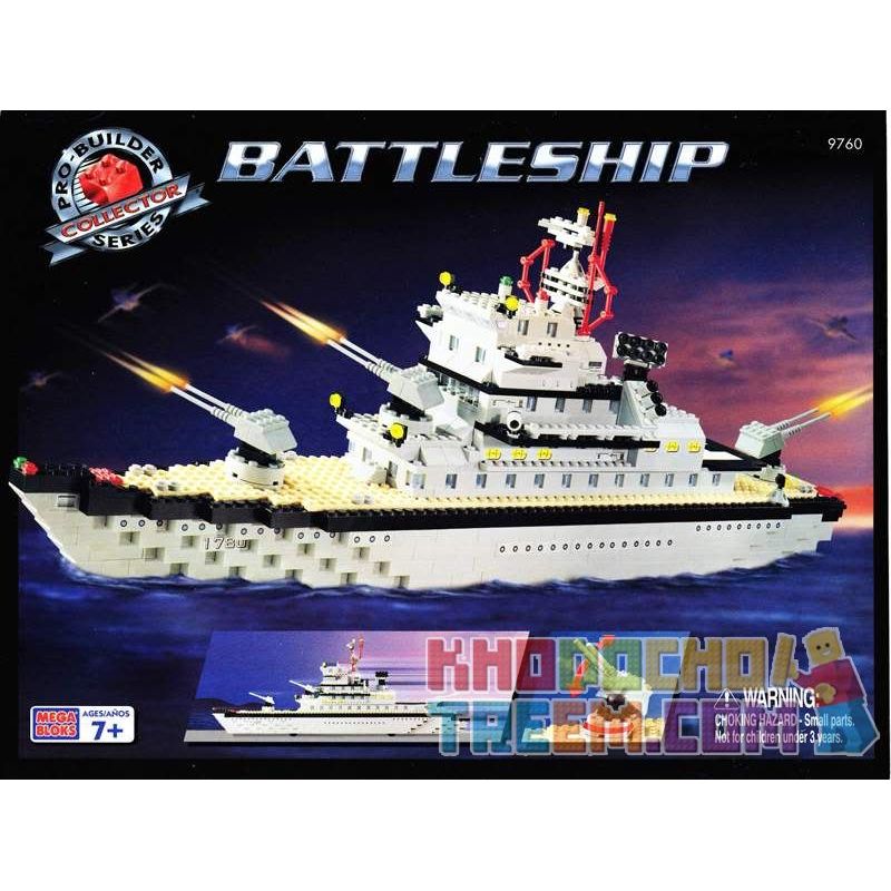 MEGA BLOKS 9760 non  TÀU CHIẾN bộ đồ chơi xếp lắp ráp ghép mô hình Military Army BATTLESHIP Quân Sự Bộ Đội 780 khối