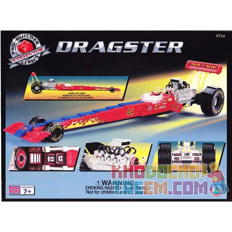MEGA BLOKS 9754 non  ĐUA XE CỰ LY NGẮN bộ đồ chơi xếp lắp ráp ghép mô hình Speed Champions Racing Cars DRAGSTER Đua Xe Công Thức 450 khối