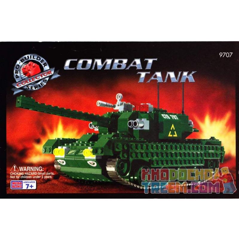 MEGA BLOKS 9707 non  XE TĂNG CHIẾN ĐẤU bộ đồ chơi xếp lắp ráp ghép mô hình Military Army COMBAT TANK Quân Sự Bộ Đội 340 khối