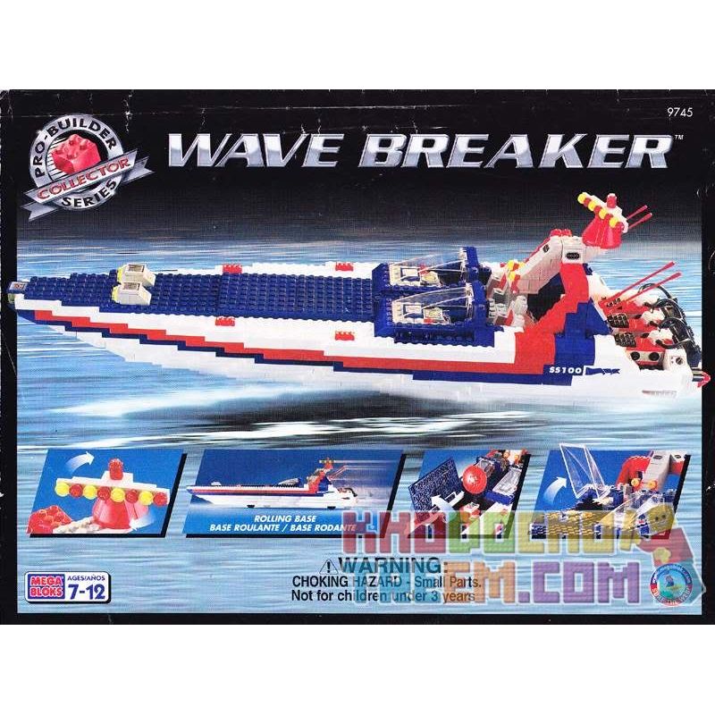 MEGA BLOKS 9745 non  MÁY CHẮN SÓNG bộ đồ chơi xếp lắp ráp ghép mô hình City WAVE BREAKER Thành Phố 700 khối