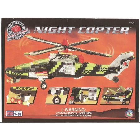 MEGA BLOKS 9740 non  TRỰC THĂNG BAN ĐÊM bộ đồ chơi xếp lắp ráp ghép mô hình City NIGHT COPTER Thành Phố 670 khối