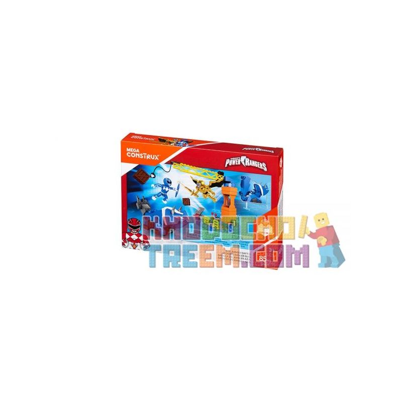 MEGA BLOKS DPK77 non  CHIẾN BINH XANH ĐẤU bộ đồ chơi xếp lắp ráp ghép mô hình Power Rangers Super Sentai BLUE RANGER BATTLE 5 Anh Em Siêu Nhân 85 khối