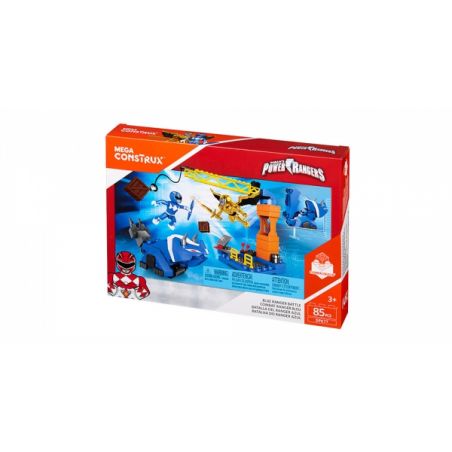MEGA BLOKS DPK77 non  CHIẾN BINH XANH ĐẤU bộ đồ chơi xếp lắp ráp ghép mô hình Power Rangers Super Sentai BLUE RANGER BATTLE 5 Anh Em Siêu Nhân 85 khối