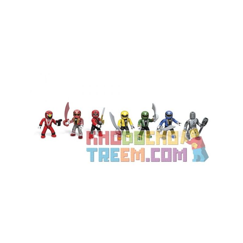 MEGA BLOKS 5666 non  BỘ PHIM HÀNH ĐỘNG THU NHỎ 1 TÚI MÙ bộ đồ chơi xếp lắp ráp ghép mô hình Power Rangers Super Sentai MICRO ACTION FIGURES SERIES 1 BLIND PACK 5 Anh Em Siêu Nhân 3 khối