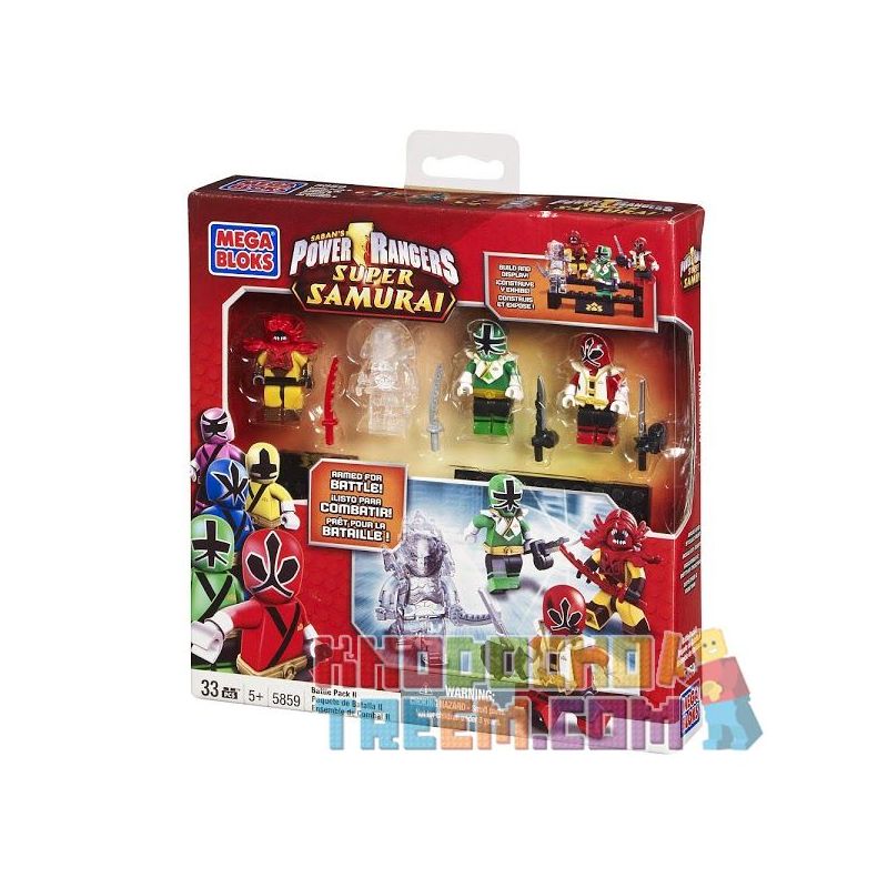 MEGA BLOKS 5859 non  GÓI CHIẾN ĐẤU 2 bộ đồ chơi xếp lắp ráp ghép mô hình Power Rangers Super Sentai BATTLE PACK 2 5 Anh Em Siêu Nhân 33 khối