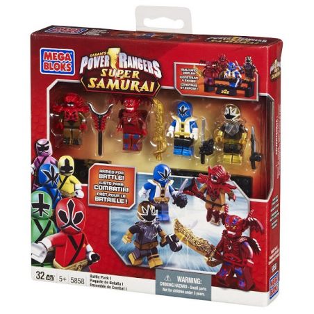 MEGA BLOKS 5858 non  GÓI CHIẾN ĐẤU 1 bộ đồ chơi xếp lắp ráp ghép mô hình Power Rangers Super Sentai BATTLE PACK 1 5 Anh Em Siêu Nhân 32 khối