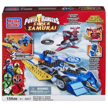 MEGA BLOKS 5827 non  CHIẾN BINH XANH SO VỚI XANDRED bộ đồ chơi xếp lắp ráp ghép mô hình Power Rangers Super Sentai BLUE RANGER VS. XANDRED 5 Anh Em Siêu Nhân 159 khối