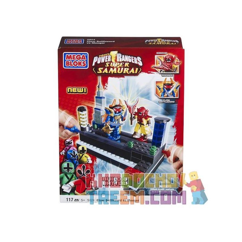 MEGA BLOKS 5824 non  CHIẾN ĐẤU ZOD VS MOOGER bộ đồ chơi xếp lắp ráp ghép mô hình Power Rangers Super Sentai CLAW BATTLEZORD VS MOOGER 5 Anh Em Siêu Nhân 118 khối