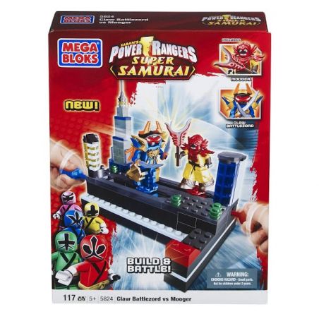 MEGA BLOKS 5824 non  CHIẾN ĐẤU ZOD VS MOOGER bộ đồ chơi xếp lắp ráp ghép mô hình Power Rangers Super Sentai CLAW BATTLEZORD VS MOOGER 5 Anh Em Siêu Nhân 118 khối