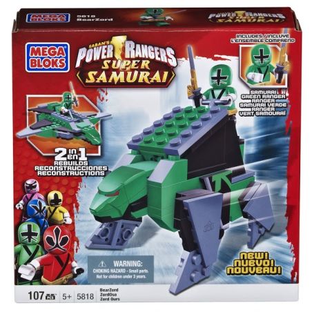 MEGA BLOKS 5818 non  GẤU XANH ZOD bộ đồ chơi xếp lắp ráp ghép mô hình Power Rangers Super Sentai GREEN BEAR ZORD 5 Anh Em Siêu Nhân 107 khối