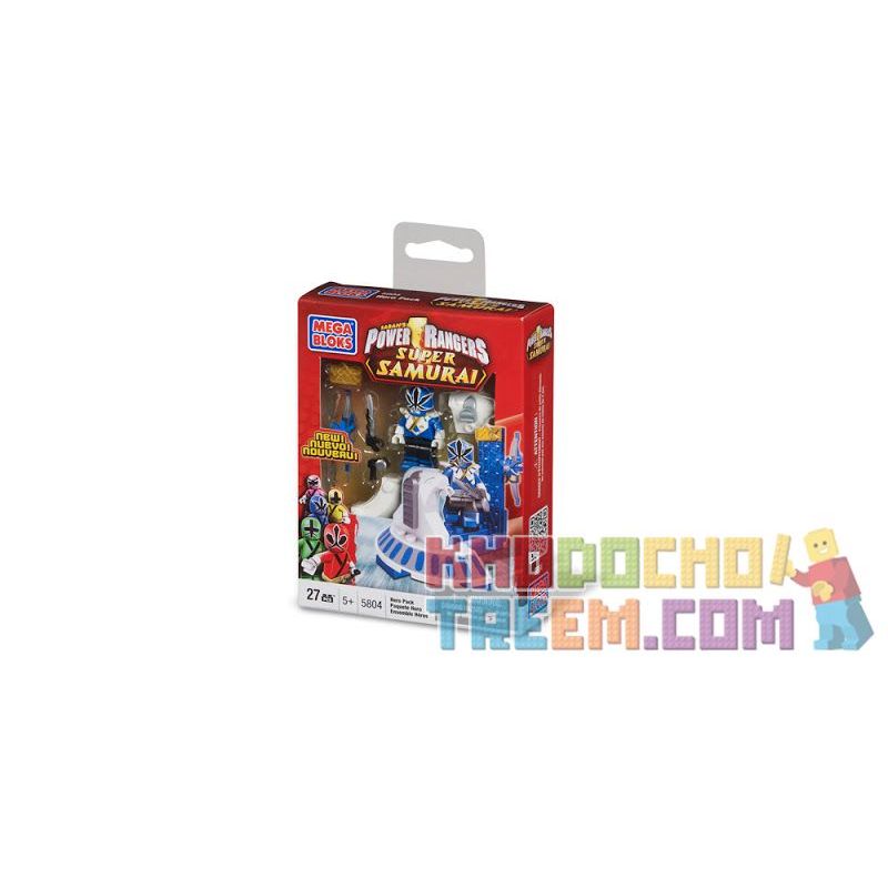MEGA BLOKS 5804 non  GÓI ANH HÙNG XANH bộ đồ chơi xếp lắp ráp ghép mô hình Power Rangers Super Sentai BLUE HERO PACK 5 Anh Em Siêu Nhân 27 khối