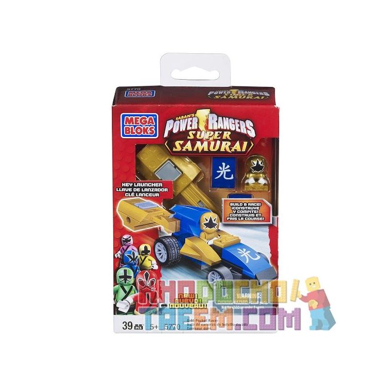 MEGA BLOKS 5770 non  Ô TÔ BỎ TÚI VÀNG bộ đồ chơi xếp lắp ráp ghép mô hình Power Rangers Super Sentai GOLD POCKET RACER 5 Anh Em Siêu Nhân 39 khối