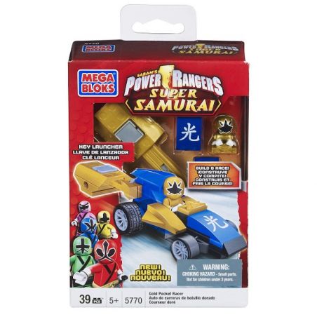 MEGA BLOKS 5770 non  Ô TÔ BỎ TÚI VÀNG bộ đồ chơi xếp lắp ráp ghép mô hình Power Rangers Super Sentai GOLD POCKET RACER 5 Anh Em Siêu Nhân 39 khối