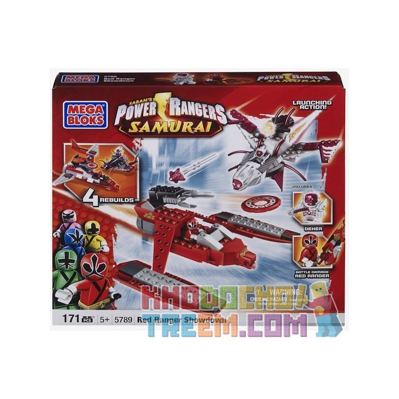 MEGA BLOKS 5789 non  CUỘC ĐỌ SỨC CỦA CÁC CHIẾN BINH ĐỎ bộ đồ chơi xếp lắp ráp ghép mô hình Power Rangers Super Sentai RED RANGER SHOWDOWN 5 Anh Em Siêu Nhân 171 khối