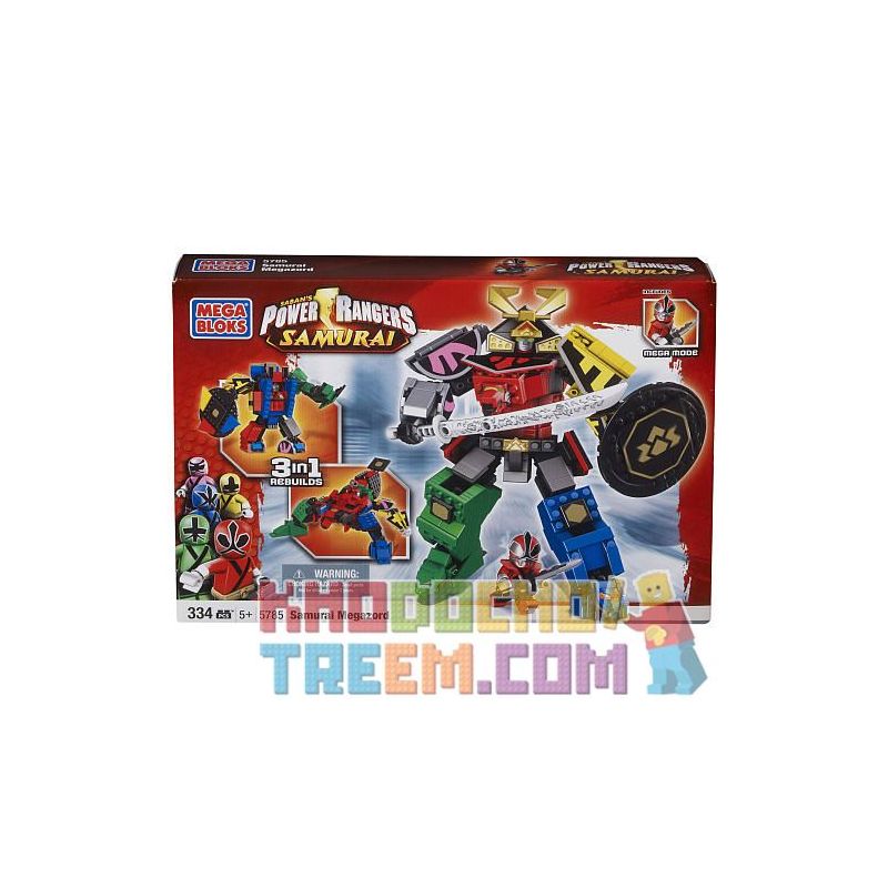 MEGA BLOKS 5785 non  SAMURAI. bộ đồ chơi xếp lắp ráp ghép mô hình Power Rangers Super Sentai SAMURAI MEGAZORD 5 Anh Em Siêu Nhân 334 khối