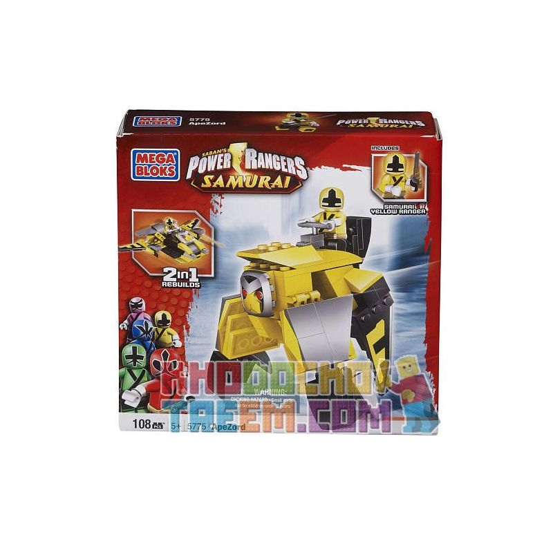 MEGA BLOKS 5775 non  MÀU VÀNG APE GẤP ZOD bộ đồ chơi xếp lắp ráp ghép mô hình Power Rangers Super Sentai YELLOW APE FOLDING ZORD 5 Anh Em Siêu Nhân 108 khối