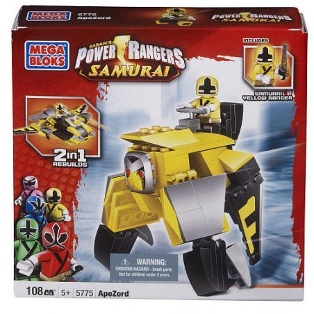 MEGA BLOKS 5775 non  MÀU VÀNG APE GẤP ZOD bộ đồ chơi xếp lắp ráp ghép mô hình Power Rangers Super Sentai YELLOW APE FOLDING ZORD 5 Anh Em Siêu Nhân 108 khối