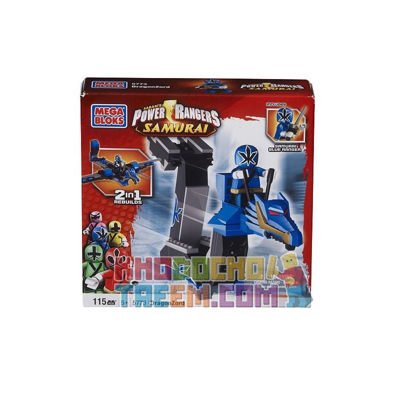MEGA BLOKS 5773 non  RỒNG XANH GẤP ZOD bộ đồ chơi xếp lắp ráp ghép mô hình Power Rangers Super Sentai BLUE DRAGON FOLDING ZORD 5 Anh Em Siêu Nhân 115 khối