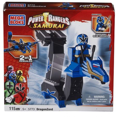 MEGA BLOKS 5773 non  RỒNG XANH GẤP ZOD bộ đồ chơi xếp lắp ráp ghép mô hình Power Rangers Super Sentai BLUE DRAGON FOLDING ZORD 5 Anh Em Siêu Nhân 115 khối