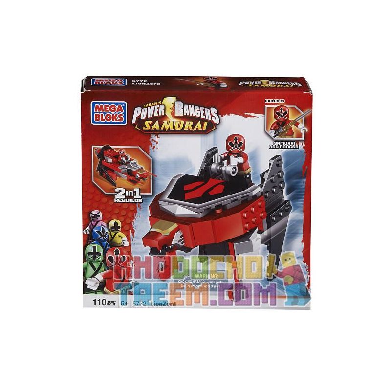 MEGA BLOKS 5772 non  RED LION GẤP ZOD bộ đồ chơi xếp lắp ráp ghép mô hình Power Rangers Super Sentai RED LION FOLDING ZORD 5 Anh Em Siêu Nhân 110 khối