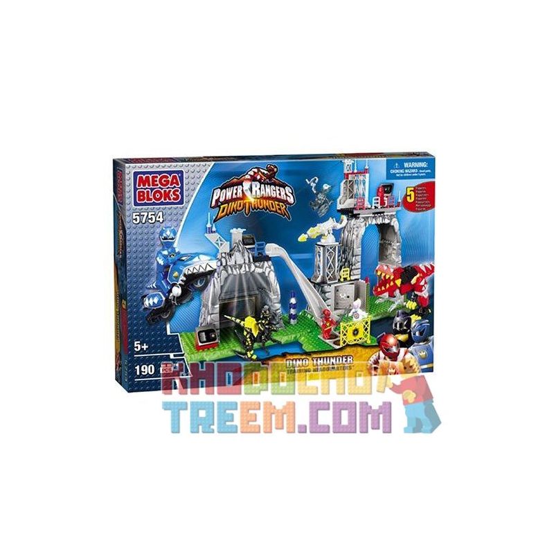 MEGA BLOKS 5754 non  TRỤ SỞ HUẤN LUYỆN DINOSAUR THUNDER bộ đồ chơi xếp lắp ráp ghép mô hình Power Rangers Super Sentai DINO THUNDER TRAINING HEADQUARTERS 5 Anh Em Siêu Nhân 190 khối