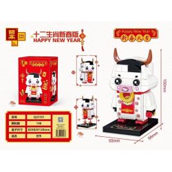 ZHEGAO QJ5101 5101 non  CON BÒ XẤU XÍ bộ đồ chơi xếp lắp ráp ghép mô hình Seasonal HAPPY NEW YEAR Mùa Lễ Hội 148 khối