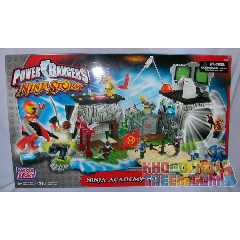MEGA BLOKS 5730 non  TRỤ SỞ HỌC VIỆN NINJA bộ đồ chơi xếp lắp ráp ghép mô hình Power Rangers Super Sentai NINJA ACADEMY HQ 5 Anh Em Siêu Nhân 215 khối