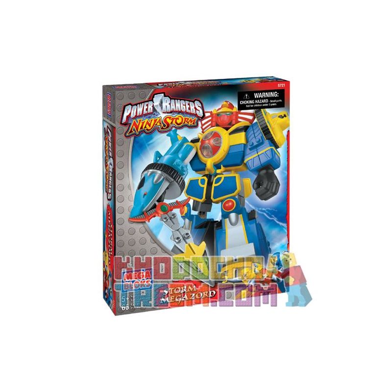 MEGA BLOKS 5721 non  BÃO TÁP bộ đồ chơi xếp lắp ráp ghép mô hình Power Rangers Super Sentai STORM MEGAZORD 5 Anh Em Siêu Nhân 65 khối