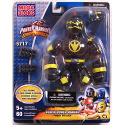 MEGA BLOKS 5717 non  CHIẾN BINH ĐEN bộ đồ chơi xếp lắp ráp ghép mô hình Power Rangers Super Sentai BLACK POWER RANGER 5 Anh Em Siêu Nhân 60 khối