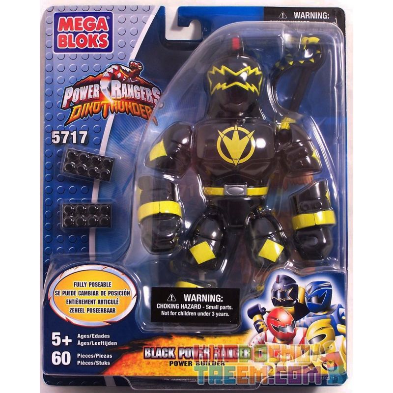 MEGA BLOKS 5717 non  CHIẾN BINH ĐEN bộ đồ chơi xếp lắp ráp ghép mô hình Power Rangers Super Sentai BLACK POWER RANGER 5 Anh Em Siêu Nhân 60 khối