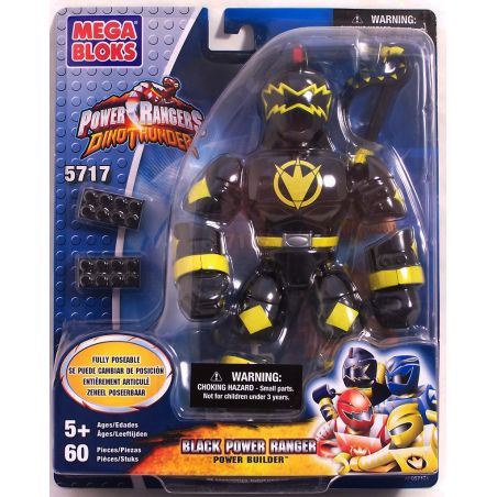 MEGA BLOKS 5717 non  CHIẾN BINH ĐEN bộ đồ chơi xếp lắp ráp ghép mô hình Power Rangers Super Sentai BLACK POWER RANGER 5 Anh Em Siêu Nhân 60 khối