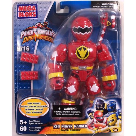 MEGA BLOKS 5716 non  CHIẾN BINH ĐỎ bộ đồ chơi xếp lắp ráp ghép mô hình Power Rangers Super Sentai RED POWER RANGER 5 Anh Em Siêu Nhân 60 khối