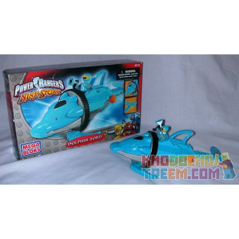 MEGA BLOKS 5713 non  DOLPHINZOD. bộ đồ chơi xếp lắp ráp ghép mô hình Power Rangers Super Sentai DOLPHIN ZORD 5 Anh Em Siêu Nhân 55 khối