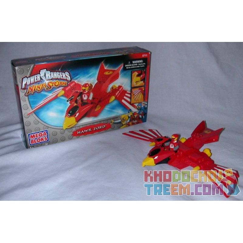MEGA BLOKS 5711 non  FALCONZORD. bộ đồ chơi xếp lắp ráp ghép mô hình Power Rangers Super Sentai HAWK ZORD 5 Anh Em Siêu Nhân 55 khối