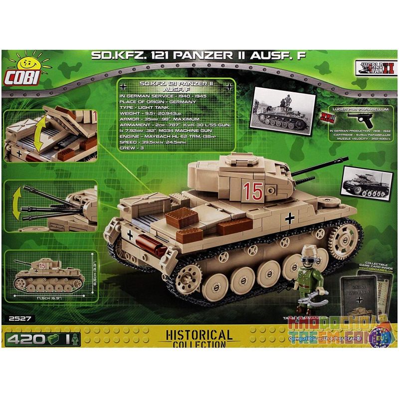 COBI 2527 non  LOẠI 2 XE TĂNG F bộ đồ chơi xếp lắp ráp ghép mô hình Military Army SD.KFZ.121 PANZER II AUSF. Quân Sự Bộ Đội 420 khối