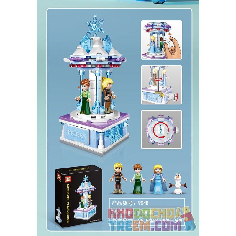 SX 9048 9049 9050 9051 non  BĂNG CHUYỀN SÂN CHƠI 4 LOẠI FROZEN DISNEY MICKEY DONALD DUCK TOY STORY NINJAGO bộ đồ chơi xếp lắp ráp ghép mô hình The  Ninjago Movie MODELING PLAYGROUND CAROUSEL Ninja Lốc Xoáy 796 khối