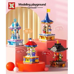SX 9048 9049 9050 9051 non  BĂNG CHUYỀN SÂN CHƠI 4 LOẠI FROZEN DISNEY MICKEY DONALD DUCK TOY STORY NINJAGO bộ đồ chơi xếp lắp ráp ghép mô hình The  Ninjago Movie MODELING PLAYGROUND CAROUSEL Ninja Lốc Xoáy 796 khối