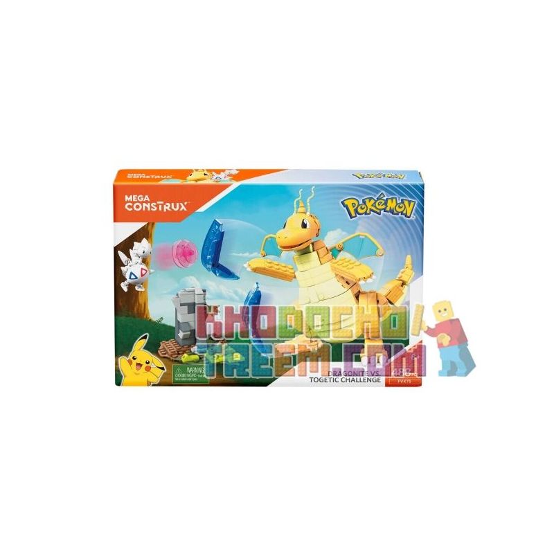 MEGA BLOKS FVK75 non  RỒNG NHANH VS POCKETGI bộ đồ chơi xếp lắp ráp ghép mô hình Pokémon DRAGONITE VS. TOGETIC CHALLENGE Pokemon 488 khối