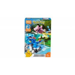 MEGA BLOKS FVK70 non  CÁ SẤU NHỎ VS BRUCE bộ đồ chơi xếp lắp ráp ghép mô hình Pokémon TOTODILE VS. SNUBBULL Pokemon 119 khối